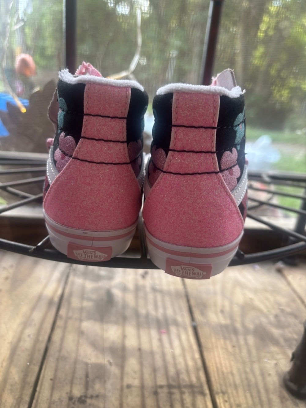 Vans Kids Pink Glitter High-Top Sneakers with Black Accent - Picture 3 of 5
